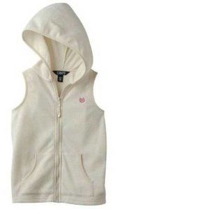 Girls Fleece Vest 16 Hooded Cream White Zip Up Sleeveless Chaps Lightweight